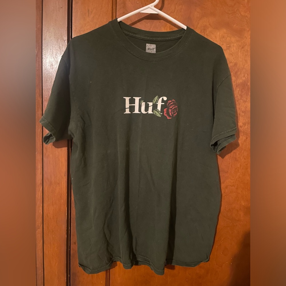 Huf Dark Green Rose graphic T Shirt